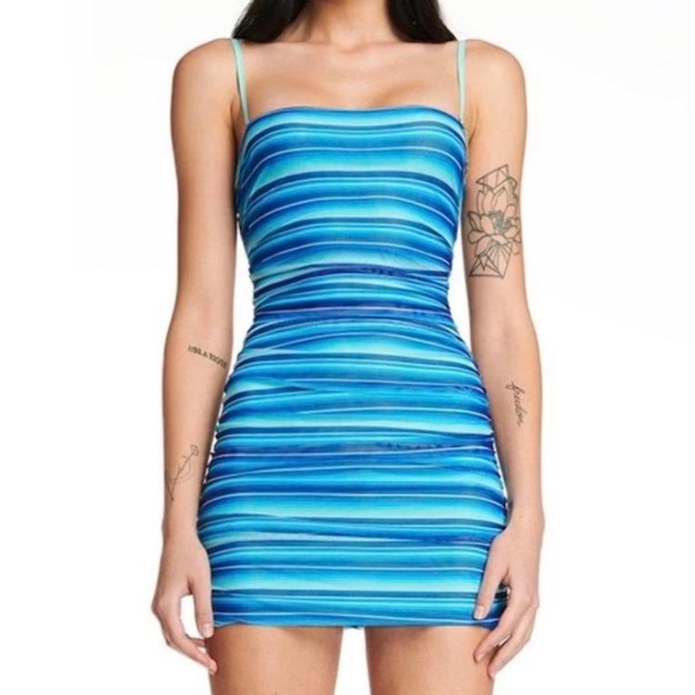 Blue Striped Bodycon Dress